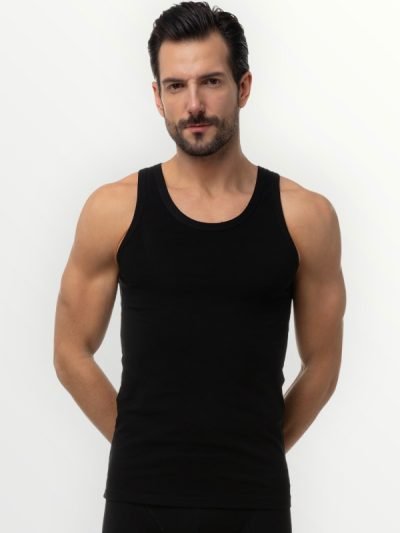 Μινέρβα 90-12014 Ανδρικές Αμάνικες Φανέλες Sporties από Ελαστικό Βαμβάκι σε Μαύρο Χρώμα - Σετ 2 Τεμαχίων