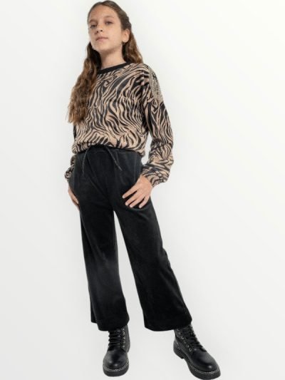 Σετ Παντελόνα Βελουτέ Εβίτα Animal Print/Μαύρο (243107)