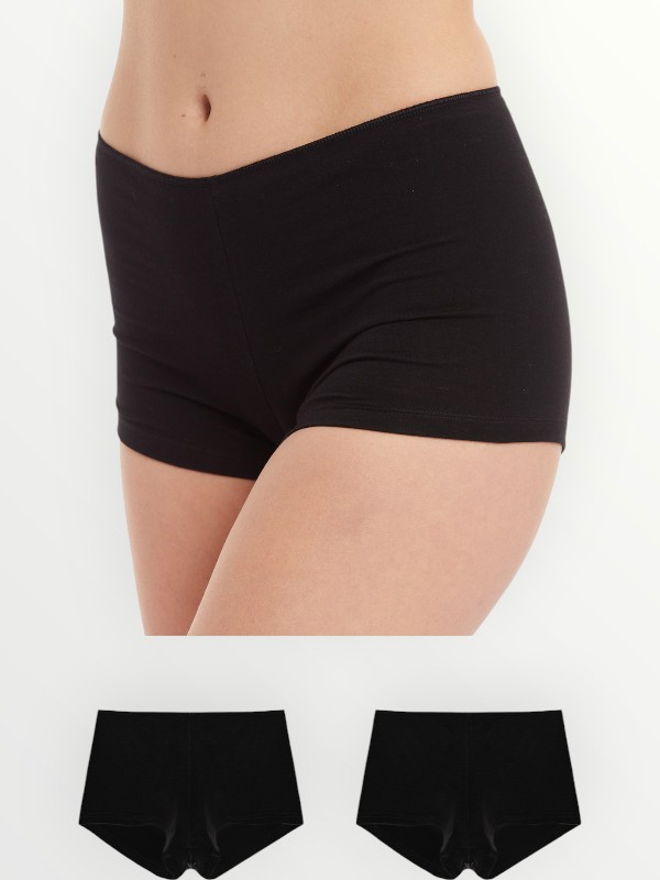 Σλιπ Μινέρβα Βαμβακερό Γυναικείο Invisible Boxer Μαύρο (90-81357) - Σετ 2 Τεμαχίων