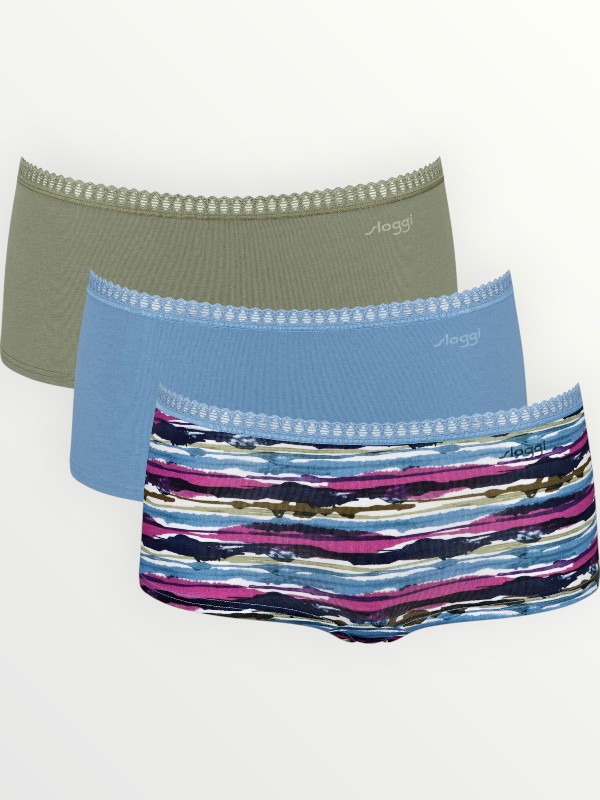 Σλιπάκια Sloggi GO Crush Short C3P Λαδί/Ραφ/Εμπριμέ (10219652-M010) - Σετ 3 Τεμαχίων