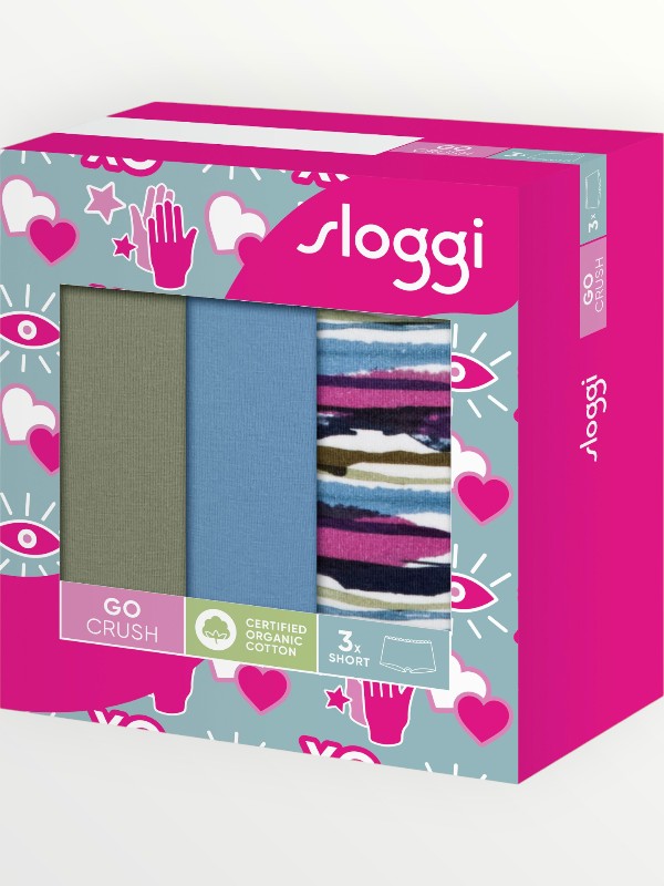 Σλιπάκια Sloggi GO Crush Short C3P Λαδί/Ραφ/Εμπριμέ (10219652-M010) - Σετ 3 Τεμαχίων