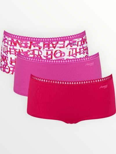 Σλιπάκια Sloggi GO Crush Short C3P Φουξ/Κόκκινο/Εμπριμέ (10219652-M020) - Σετ 3 Τεμαχίων