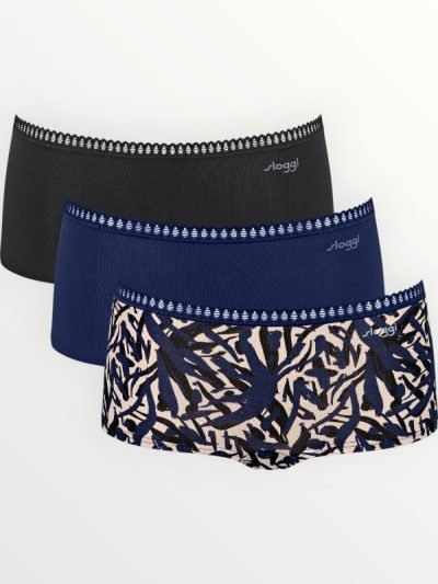 Σλιπάκια Sloggi GO Crush Short C3P Μπλε/Μαύρο/Εμπριμέ (10219653-M008) - Σετ 3 Τεμαχίων
