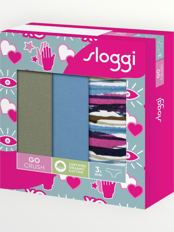Σλιπάκια Sloggi GO Crush Mini C3P Λαδί/Ραφ/Εμπριμέ (10219682-M010) - Σετ 3 Τεμαχίων