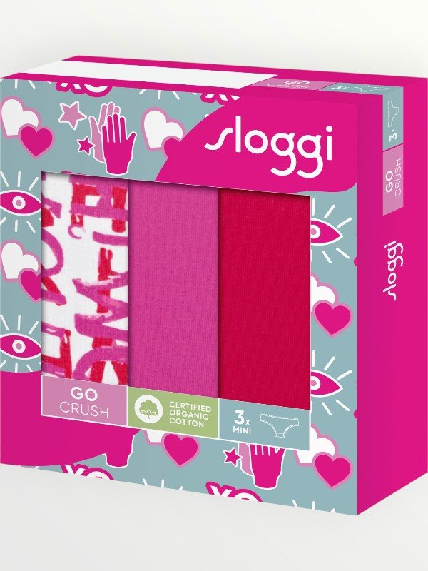 Σλιπάκια Sloggi GO Crush Mini C3P Φουξ/Κόκκινο/Εμπριμέ (10219682-M020) - Σετ 3 Τεμαχίων