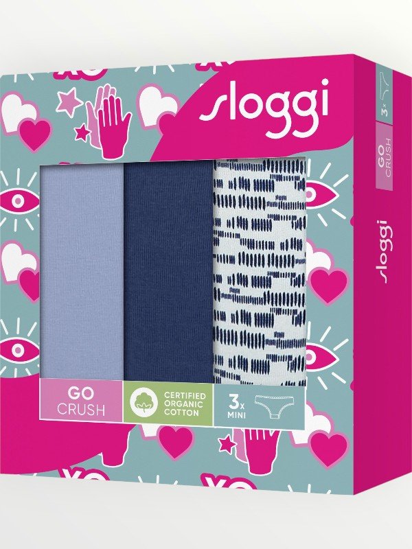 Σλιπάκια Sloggi GO Crush Mini C3P Μαρίν/Σιέλ/Εμπριμέ (10219682-V003) - Σετ 3 Τεμαχίων