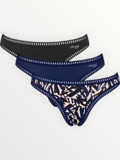 Σλιπάκια Sloggi GO Crush String C3P Μπλε/Μαύρο/Εμπριμέ (10219686-M008) - Σετ 3 Τεμαχίων