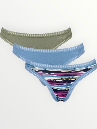 Σλιπάκια Sloggi GO Crush String C3P Λαδί/Ραφ/Εμπριμέ (10219704-M010) - Σετ 3 Τεμαχίων