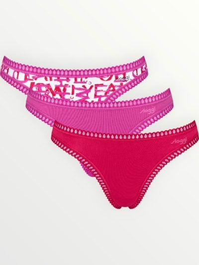 Σλιπάκια Sloggi GO Crush String C3P Φουξ/Κόκκινο/Εμπριμέ (10219704-M020) - Σετ 3 Τεμαχίων