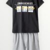Σετ Βερμούδα Hashtag Μαύρο/Γκρι Μελανζέ (254712)