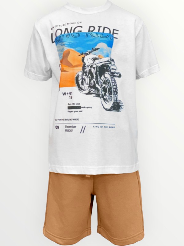Σετ Βερμούδα Action Sportswear Λευκό/Ταμπά (22510023)