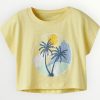 Μπλούζα Crop Top Βαμβακερή Name It Κίτρινο (13215793)