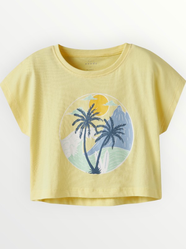 Μπλούζα Crop Top Βαμβακερή Name It Κίτρινο (13215793)