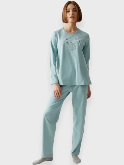 Γυναικεία Βαμβακερή Πιτζάμα Μινέρβα Sage Green (90-52644)