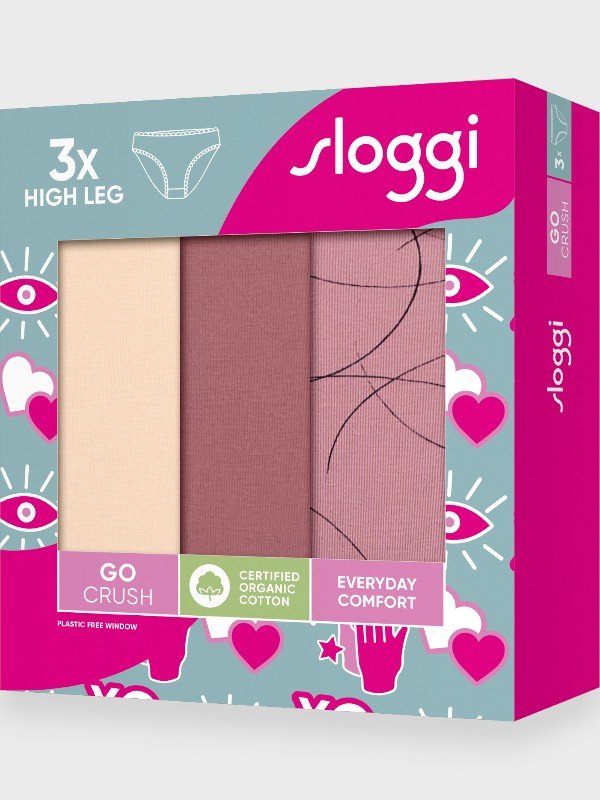 Σλιπάκια Sloggi GO Crush High leg C3P Ροζ Antigue/Σάπιο μήλο/Εμπριμέ(10219672-V002) - Σετ 3 Τεμαχίων