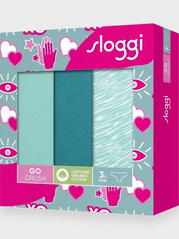 Σλιπάκια Sloggi GO Crush Mini C3P Βεραμάν/Πετρολ/Εμπριμέ (10219682-V007) - Σετ 3 Τεμαχίων