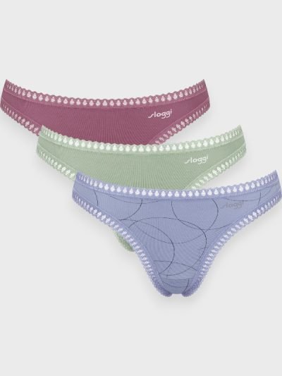 Σλιπάκια Sloggi GO Crush String C3P Ραφ/Βεραμάν/Μελιτζανί (10219704-V008) - Σετ 3 Τεμαχίων