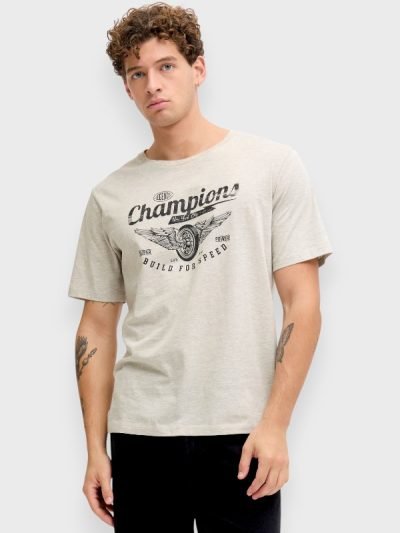 JJ Rebel Ανδρικό T-Shirt Λευκό Μελανζέ (12290797)