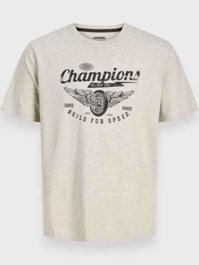 JJ Rebel Ανδρικό T-Shirt Λευκό Μελανζέ (12290797)