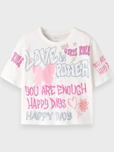 Μπλούζα Βαμβακερή Name It Εκρού Love Is Power (13254523-1)
