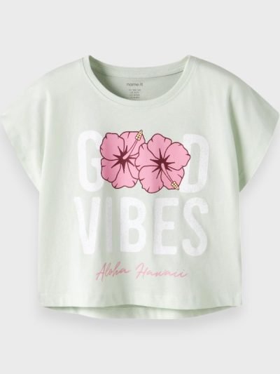Μπλούζα Crop Top Βαμβακερή Name It Pale Aqua (13215793)