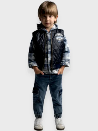 Σετ Φόρμας 3τμχ. Hashtag Μαρίν/Καρό/Τζιν (267804)